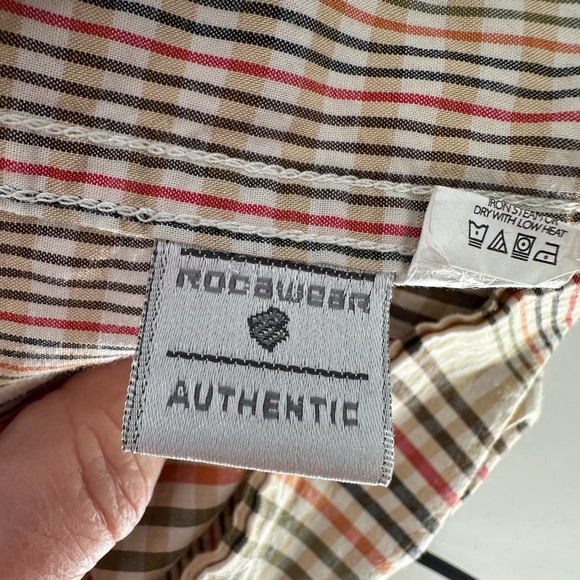 Rockawear Plaid Embroidered Pocket Long Sleeve Button-Down Shirt 3X - Picture 6 of 9